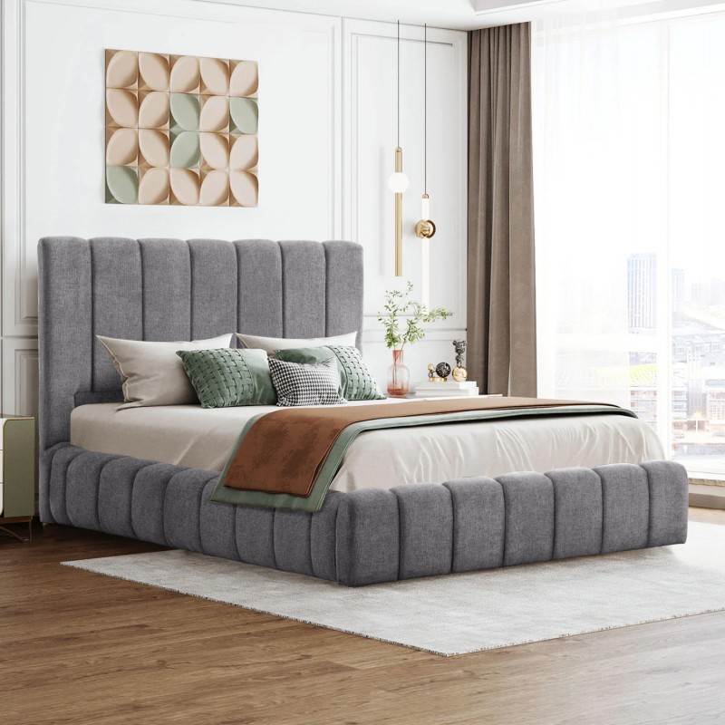 ΚΡΕΒΑΤΙ REMO ΜΕ ΑΠΟΘΗΚΕΥΤΙΚΟ ΧΩΡΟ HM719.22 ΥΦΑΣΜΑ ΜΠΟΥΚΛΕ ΓΚΡΙ-ΓΙΑ ΣΤΡΩΜΑ 160x200εκ