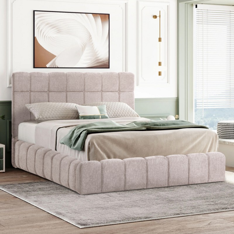 ΚΡΕΒΑΤΙ RAMON ΜΕ ΑΠΟΘΗΚΕΥΤΙΚΟ ΧΩΡΟ HM720.10 ΥΦΑΣΜΑ ΜΠΟΥΚΛΕ ΜΠΕΖ-ΣΤΡΩΜΑ 160x200εκ