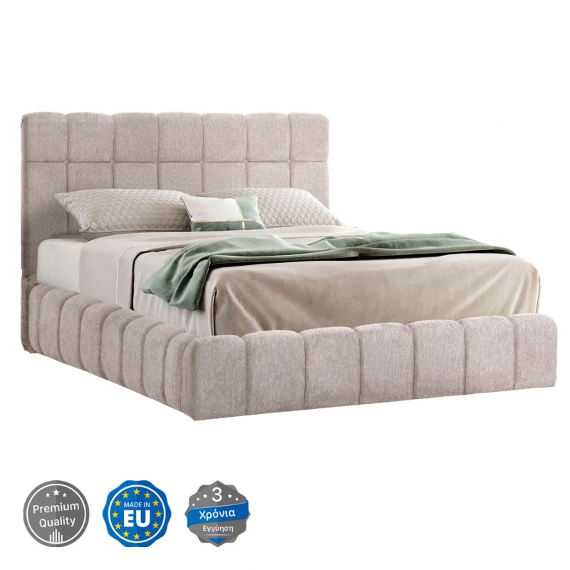 ΚΡΕΒΑΤΙ RAMON ΜΕ ΑΠΟΘΗΚΕΥΤΙΚΟ ΧΩΡΟ HM720.10 ΥΦΑΣΜΑ ΜΠΟΥΚΛΕ ΜΠΕΖ-ΣΤΡΩΜΑ 160x200εκ