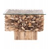 ΤΡΑΠΕΖΙ ΣΑΛΟΝΙΟΥ ΤΕΤΡΑΓΩΝΟ SPARROW HM9961 DRIFTWOOD--ΓΥΑΛΙ 75x75x51Υεκ.