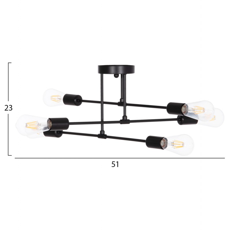 ΦΩΤΙΣΤΙΚΟ ΟΡΟΦΗΣ ΠΟΛΥΦΩΤΟ LIGHTY HM7427.11 ΜΕΤΑΛΛΟ ΣΕ ΜΑΥΡΟ 51x51x23Υεκ.
