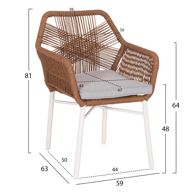 ΠΟΛΥΘΡΟΝΑ TOPIN HM6048.11 ΑΛΟΥΜΙΝΙΟ ΛΕΥΚΟ-P.E. RATTAN ΜΠΕΖ 59x63x81Υεκ
