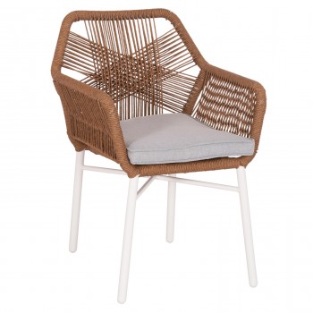 ΠΟΛΥΘΡΟΝΑ TOPIN HM6048.11 ΑΛΟΥΜΙΝΙΟ ΛΕΥΚΟ-P.E. RATTAN ΜΠΕΖ 59x63x81Υεκ