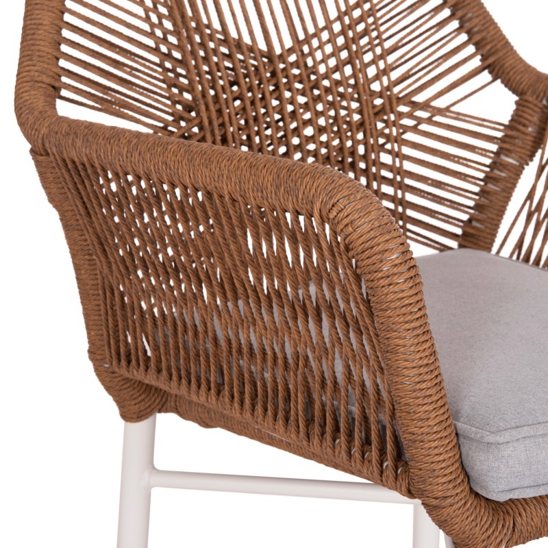 ΠΟΛΥΘΡΟΝΑ TOPIN HM6048.11 ΑΛΟΥΜΙΝΙΟ ΛΕΥΚΟ-P.E. RATTAN ΜΠΕΖ 59x63x81Υεκ