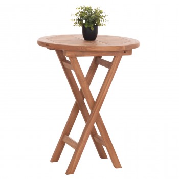 ΤΡΑΠΕΖΙ ΣΚΗΝΟΘΕΤΗ ΣΤΡΟΓΓΥΛΟ ERIS HM18119 ΞΥΛΟ TEAK--ΦΥΣΙΚΟ Φ60x75Υεκ.