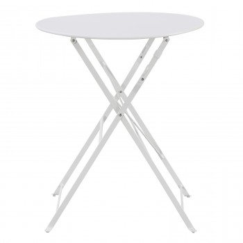 ΤΡΑΠΕΖΙ ΖΑΠΠΕΙΟΥ ΠΤΥΣΣΟΜΕΝΟ ΣΤΡΟΓΓΥΛΟ SOPHIE HM6336.01 ΜΕΤΑΛΛΙΚΟ ΛΕΥΚΟ Φ60x70Υεκ.