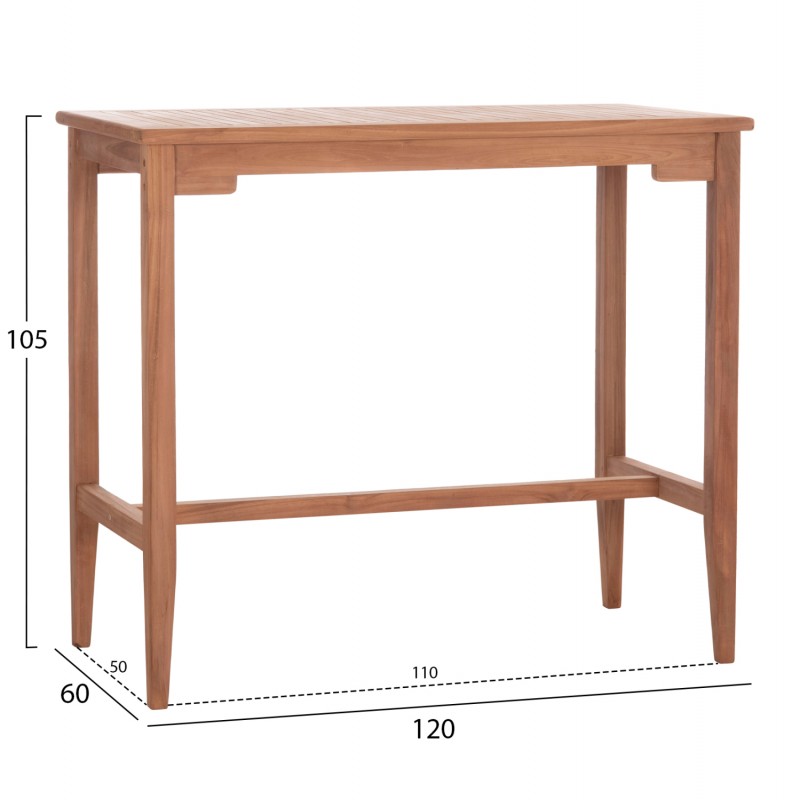 ΤΡΑΠΕΖΙ ΜΠΑΡ CRANSTON HM18111 ΞΥΛΟ ΤΕΑΚ--ΦΥΣΙΚΟ ΧΡΩΜΑ 120x60x105Υεκ.