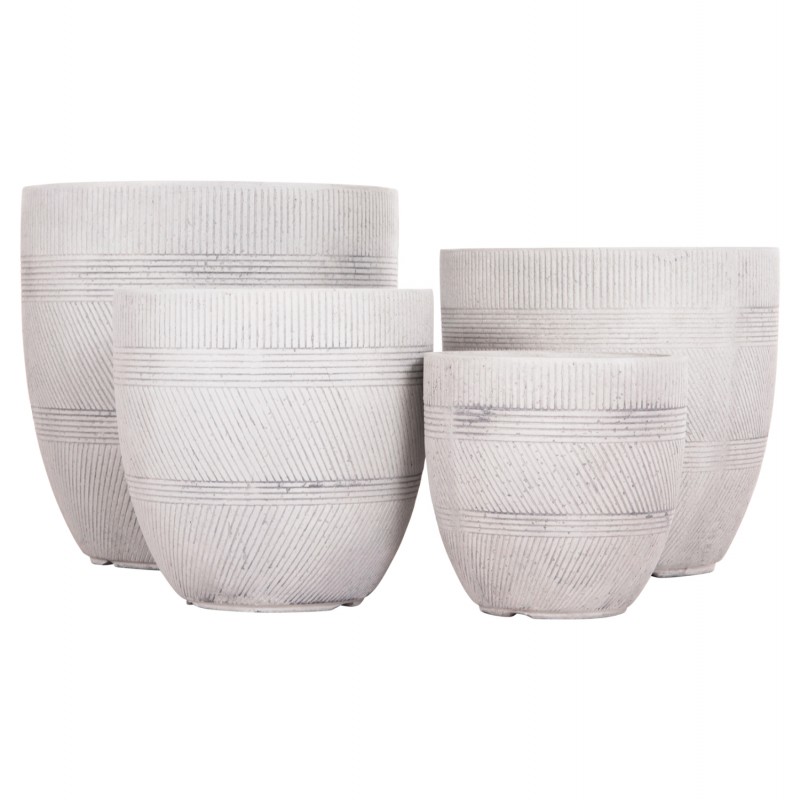 ΣΕΤ 4ΤΜΧ ΓΛΑΣΤΡΕΣ ΣΤΡΟΓΓΥΛΕΣ ΣΕΙΡΑ GARDENER HM4719 FIBERCLAY-ΧΡΩΜΑ CEMENT Φ44x43Υεκ