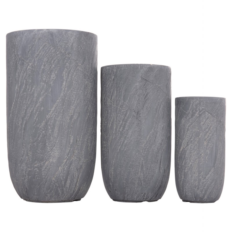 ΣΕΤ 3ΤΜΧ ΓΛΑΣΤΡΕΣ ΚΥΛΙΝΔΡΟΙ ΣΕΙΡΑ GARDENER HM4720 FIBERCLAY-ΧΡΩΜΑ CEMENT Φ44x79Υεκ