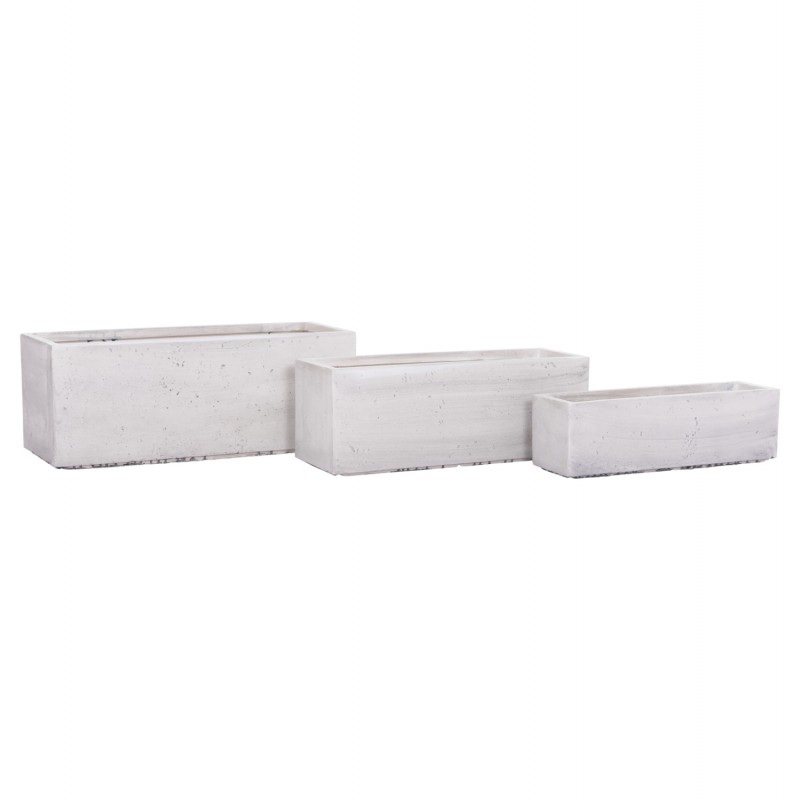 ΣΕΤ 3ΤΜΧ ΓΛΑΣΤΡΕΣ ΟΡΘΟΓΩΝΙΕΣ GARDENER HM4723 FIBERCLAY ΓΚΡΙ CEMENT 81x30x30Υεκ.