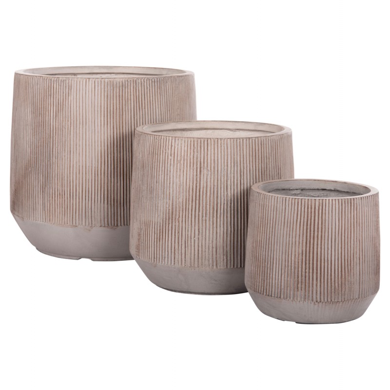 ΣΕΤ 3ΤΜΧ ΓΛΑΣΤΡΕΣ ΣΤΡΟΓΓΥΛΕΣ ΣΕΙΡΑ GARDENER HM4724 FIBERCLAY-ΧΡΩΜΑ CEMENT Φ55x55Υεκ