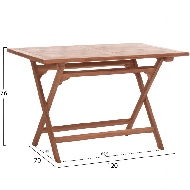 ΤΡΑΠΕΖΙ ΠΤΥΣΣΟΜΕΝΟ ΟΡΘΟΓΩΝΙΟ ERIS HM18117 ΞΥΛΟ TEAK--ΦΥΣΙΚΟ 120x70x76Υεκ.