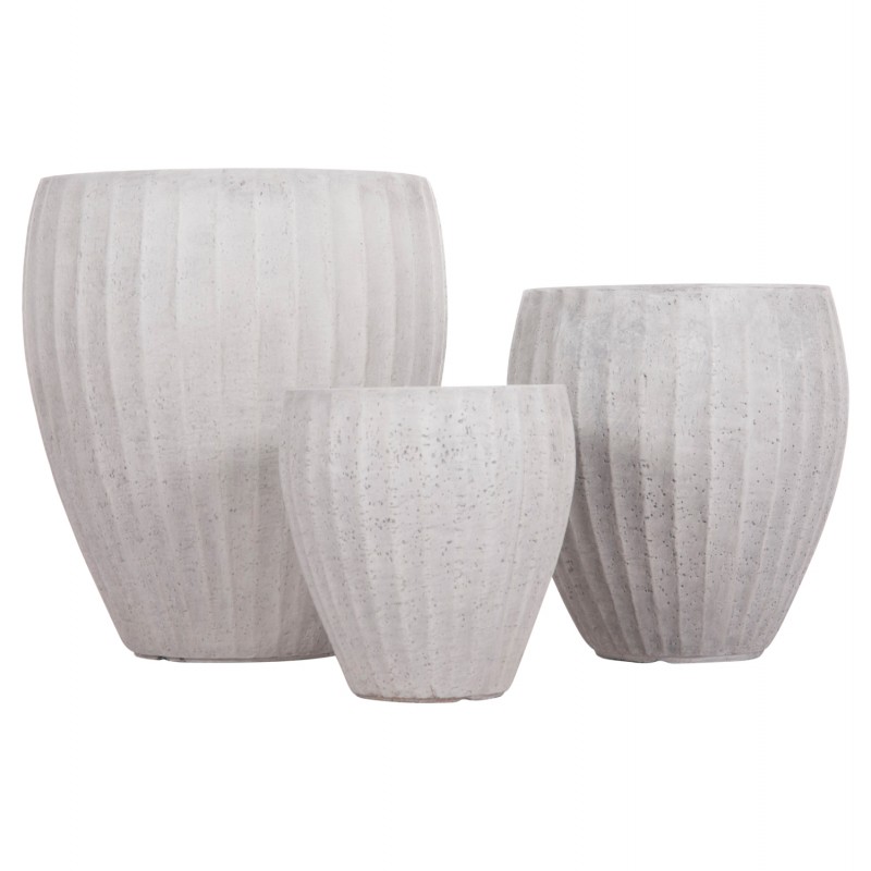 ΣΕΤ 3ΤΜΧ ΓΛΑΣΤΡΕΣ ΣΤΡΟΓΓΥΛΕΣ ΣΕΙΡΑ GARDENER HM4728 FIBERCLAY-ΧΡΩΜΑ CEMENT Φ48x56Υεκ