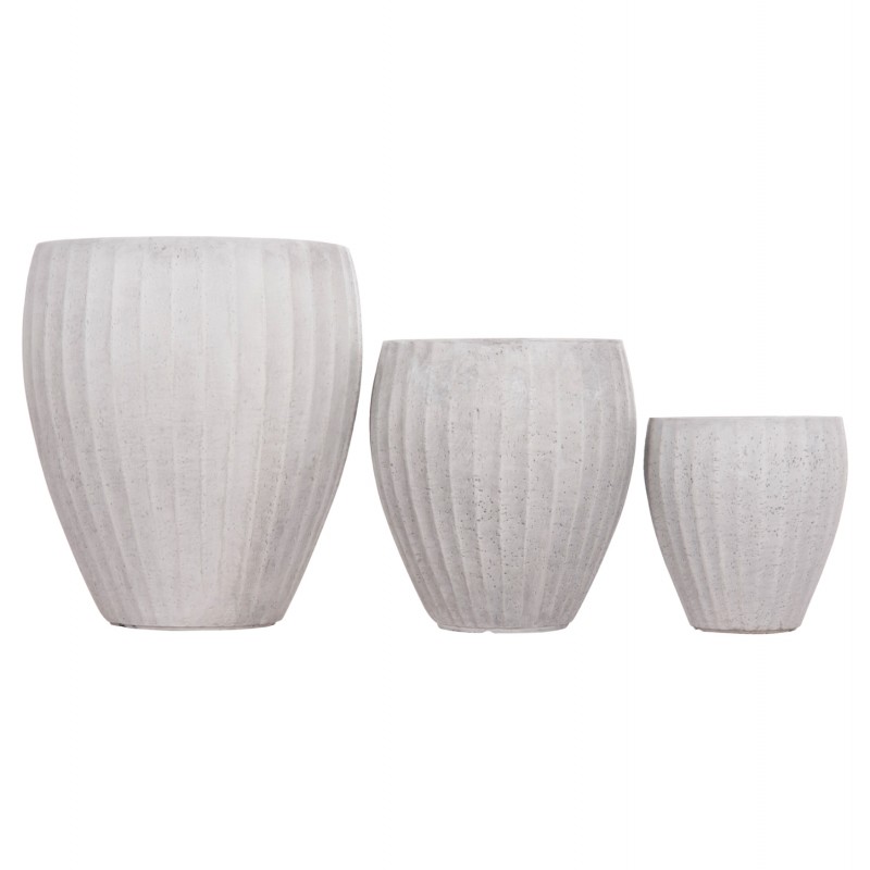 ΣΕΤ 3ΤΜΧ ΓΛΑΣΤΡΕΣ ΣΤΡΟΓΓΥΛΕΣ ΣΕΙΡΑ GARDENER HM4728 FIBERCLAY-ΧΡΩΜΑ CEMENT Φ48x56Υεκ
