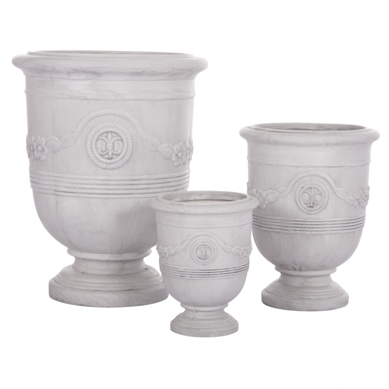 ΣΕΤ 3ΤΜΧ ΓΛΑΣΤΡΕΣ ΜΕ ΑΝΑΓΛΥΦΟ GARDENER HM4729 FIBERCLAY-ΣΕ ΥΠΟΛΕΥΚΟ Φ58x72.5Υεκ