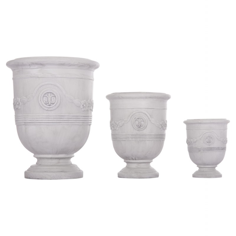 ΣΕΤ 3ΤΜΧ ΓΛΑΣΤΡΕΣ ΜΕ ΑΝΑΓΛΥΦΟ GARDENER HM4729 FIBERCLAY-ΣΕ ΥΠΟΛΕΥΚΟ Φ58x72.5Υεκ