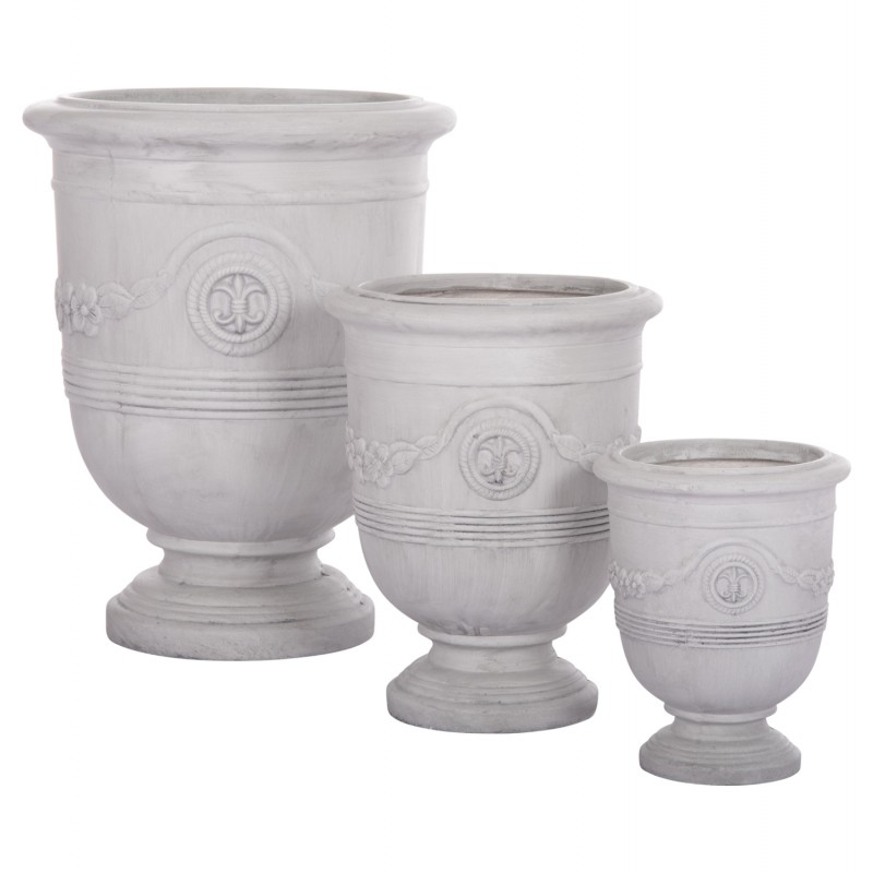 ΣΕΤ 3ΤΜΧ ΓΛΑΣΤΡΕΣ ΜΕ ΑΝΑΓΛΥΦΟ GARDENER HM4729 FIBERCLAY-ΣΕ ΥΠΟΛΕΥΚΟ Φ58x72.5Υεκ