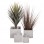 ΣΕΤ 4ΤΜΧ ΓΛΑΣΤΡΕΣ ΤΕΤΡΑΓΩΝΕΣ GARDENER HM4730 FIBERCLAY ΓΚΡΙ CEMENT 37x37x32Υεκ.