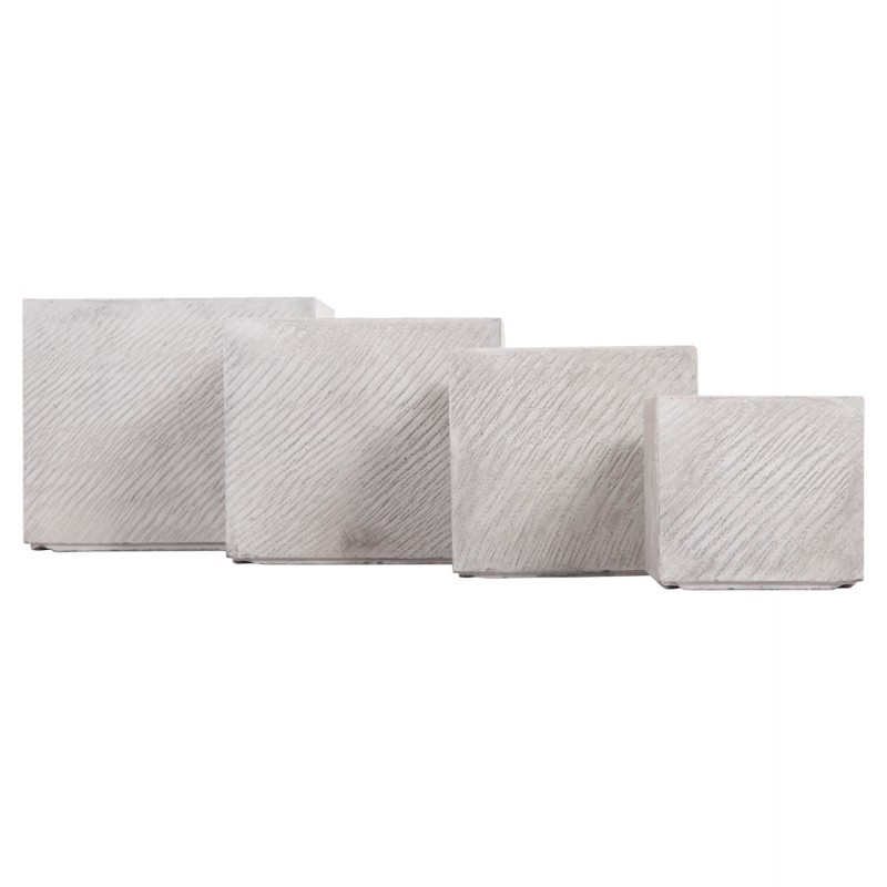 ΣΕΤ 4ΤΜΧ ΓΛΑΣΤΡΕΣ ΤΕΤΡΑΓΩΝΕΣ GARDENER HM4730 FIBERCLAY ΓΚΡΙ CEMENT 37x37x32Υεκ.