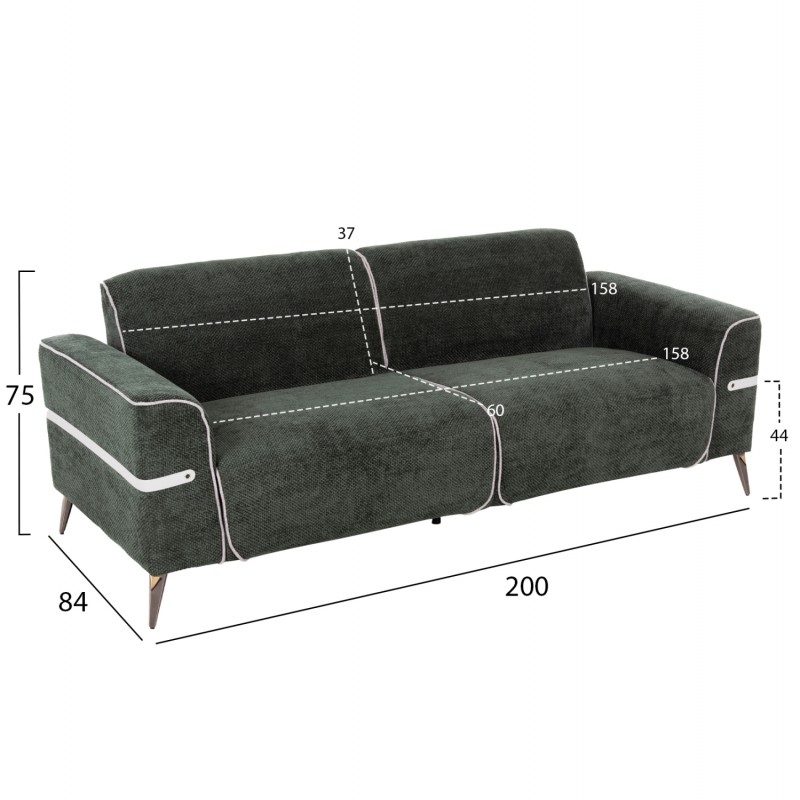 ΣΕΤ ΣΑΛΟΝΙ 2ΤΜΧ 3Θ+2Θ FERIN HM6070.03 ΠΡΑΣΙΝΟ ΥΦΑΣΜΑ ΜΕ ΜΕΤΑΛΛΙΚΑ ΠΟΔΙΑ
