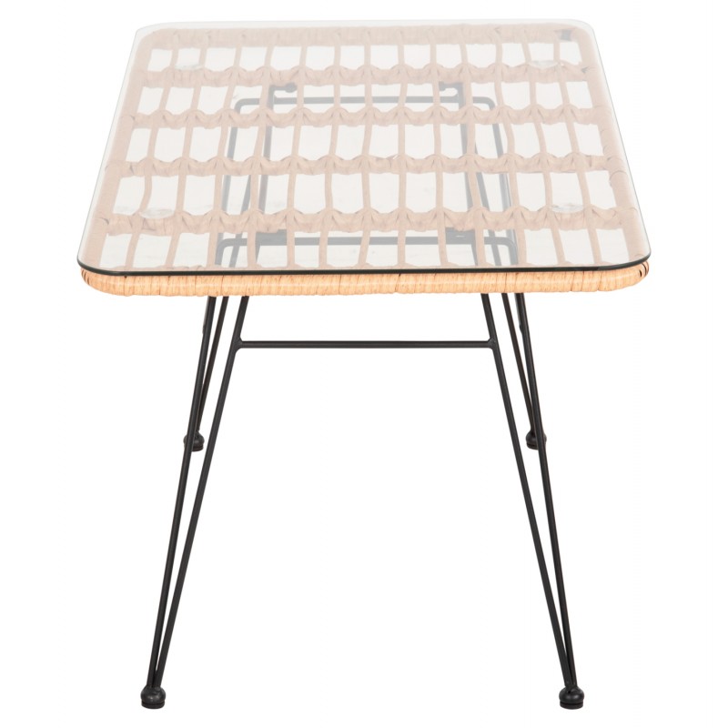 ΤΡΑΠΕΖΙ ΕΞ.ΧΩΡΟΥ ΧΑΜΗΛΟ ALLEGRA HM6076 ΜΑΥΡΟ ΜΕΤΑΛΛΟ-ΜΠΕΖ WICKER 95X55X51.5Yεκ.