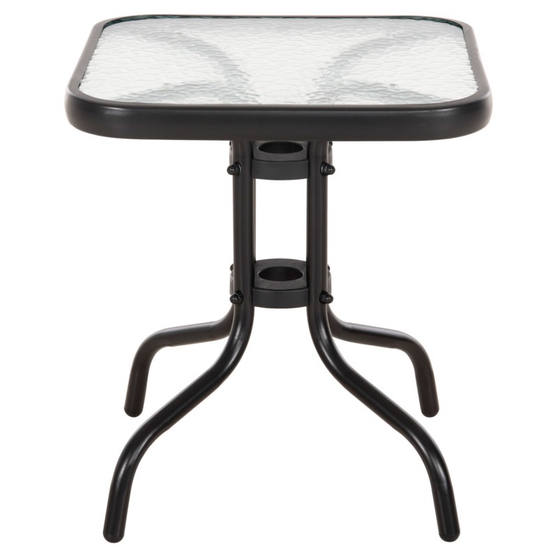 ΤΡΑΠΕΖΙ ΒΟΗΘΗΤΙΚΟ FIGO HM6067.03 ΜΕΤΑΛΛΙΚΟ ΜΑΥΡΟ-ΓΥΑΛΙΝΗ ΕΠΙΦΑΝΕΙΑ 45x45x51Yεκ