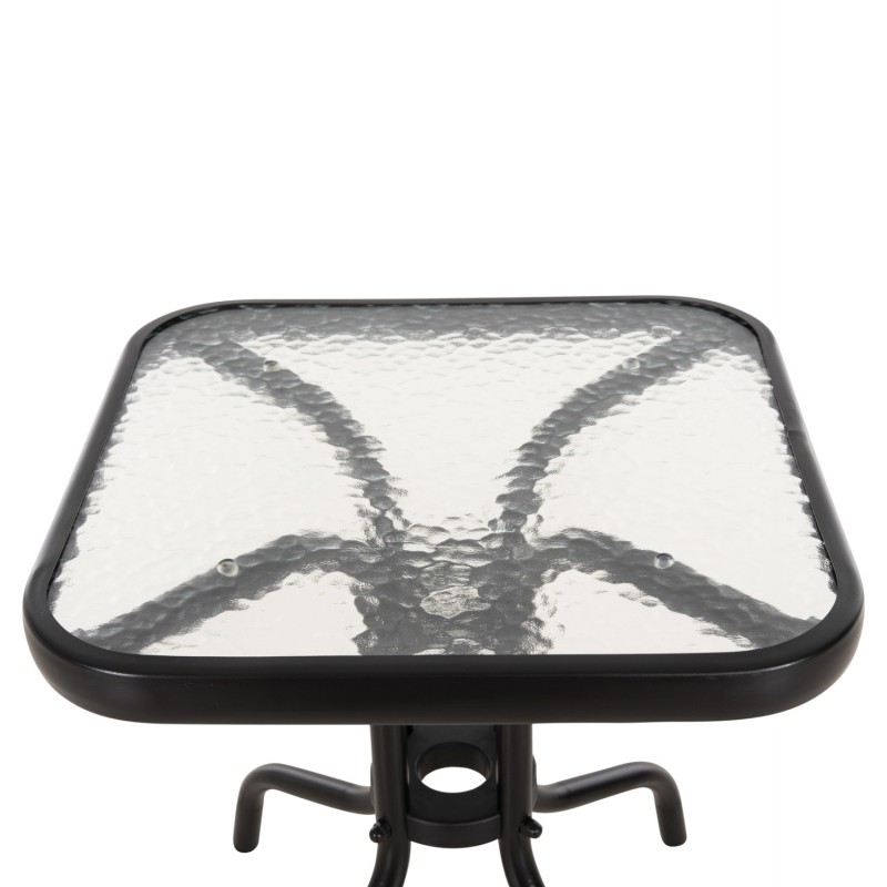 ΤΡΑΠΕΖΙ ΒΟΗΘΗΤΙΚΟ FIGO HM6067.03 ΜΕΤΑΛΛΙΚΟ ΜΑΥΡΟ-ΓΥΑΛΙΝΗ ΕΠΙΦΑΝΕΙΑ 45x45x51Yεκ