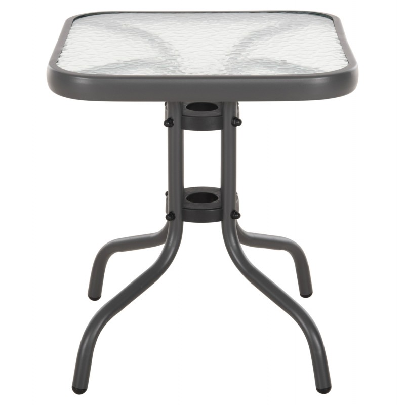 ΤΡΑΠΕΖΙ ΒΟΗΘΗΤΙΚΟ FIGO HM6067.01 ΜΕΤΑΛΛΙΚΟ ΓΚΡΙ-ΓΥΑΛΙΝΗ ΕΠΙΦΑΝΕΙΑ 45x45x51Yεκ