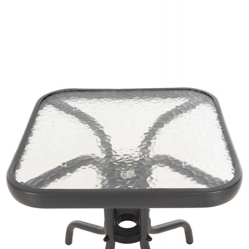 ΤΡΑΠΕΖΙ ΒΟΗΘΗΤΙΚΟ FIGO HM6067.01 ΜΕΤΑΛΛΙΚΟ ΓΚΡΙ-ΓΥΑΛΙΝΗ ΕΠΙΦΑΝΕΙΑ 45x45x51Yεκ