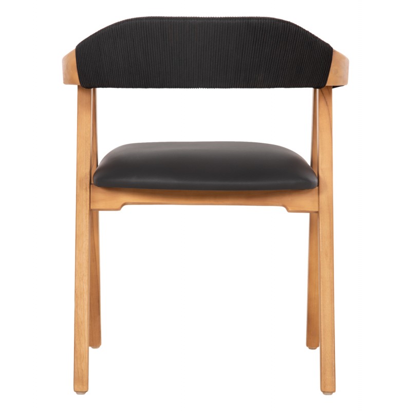 ΠΟΛΥΘΡΟΝΑ RIMINI HM9867.02 ΞΥΛΟ TEAK ΦΥΣΙΚΟ-ΜΑΥΡΟ ΣΧΟΙΝΙ & PU ΚΑΘΙΣΜΑ 60x61x76Υεκ.