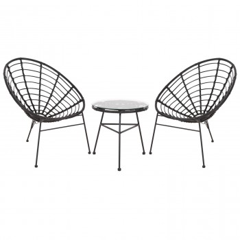 ΣΕΤ ΕΞΩΤΕΡΙΚΟΥ ΧΩΡΟΥ 3ΤΜΧ ALLEGRA HM21047.12 ΜΑΥΡΟ ΣΥΝΘ.RATTAN & ΜΕΤΑΛΛΟ