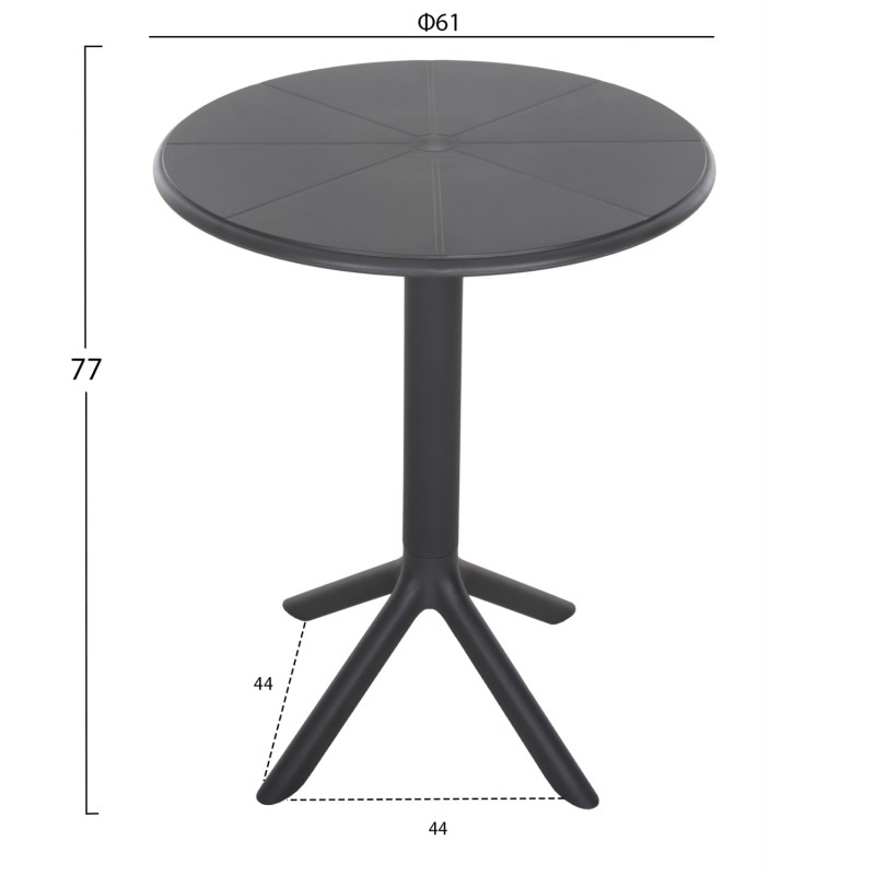 ΤΡΑΠΕΖΙ ΠΟΛΥΠΡΟΠΥΛΕΝΙΟΥ ΣΤΡΟΓΓΥΛΟ TERRIN HM6124.20 ΓΚΡΙ Φ61x77Υεκ.