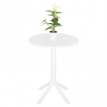 ΤΡΑΠΕΖΙ ΠΟΛΥΠΡΟΠΥΛΕΝΙΟΥ ΣΤΡΟΓΓΥΛΟ TERRIN HM6124.11 ΛΕΥΚΟ Φ61x77Υεκ.