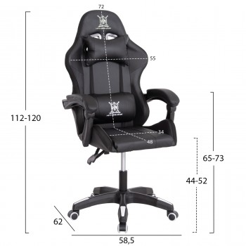 ΠΟΛΥΘΡΟΝΑ GAMING DARREN HM1203.04 ΜΑΥΡΟ-ΛΕΥΚΟ PVC & NYLON 58.5x100x120Υεκ.