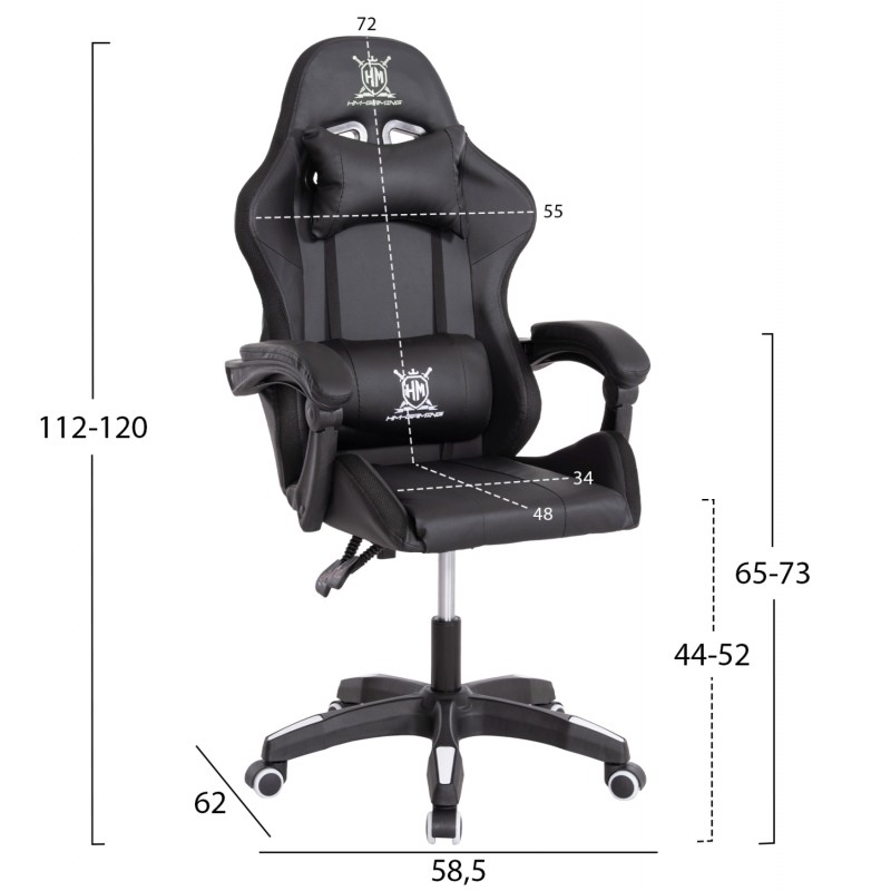 ΠΟΛΥΘΡΟΝΑ GAMING DARREN HM1203.04 ΜΑΥΡΟ-ΛΕΥΚΟ PVC & NYLON 58.5x100x120Υεκ.