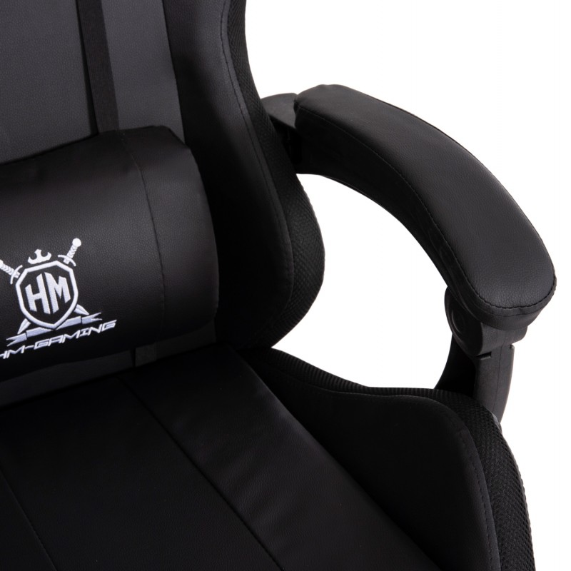 ΠΟΛΥΘΡΟΝΑ GAMING DARREN HM1203.04 ΜΑΥΡΟ-ΛΕΥΚΟ PVC & NYLON 58.5x100x120Υεκ.
