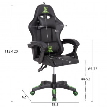 ΠΟΛΥΘΡΟΝΑ GAMING DARREN HM1203.03 ΜΑΥΡΟ-ΠΡΑΣΙΝΟ PVC & NYLON 58.5x100x120Υεκ.