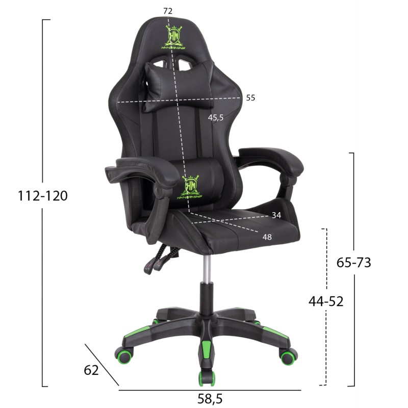 ΠΟΛΥΘΡΟΝΑ GAMING DARREN HM1203.03 ΜΑΥΡΟ-ΠΡΑΣΙΝΟ PVC & NYLON 58.5x100x120Υεκ.