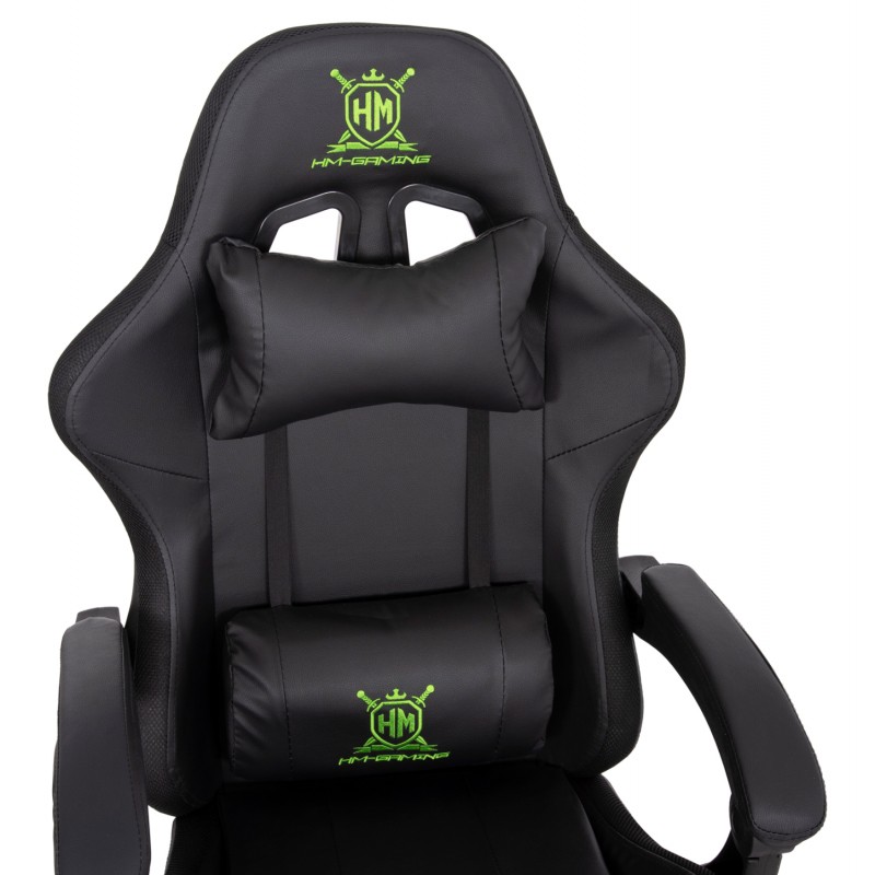 ΠΟΛΥΘΡΟΝΑ GAMING DARREN HM1203.03 ΜΑΥΡΟ-ΠΡΑΣΙΝΟ PVC & NYLON 58.5x100x120Υεκ.