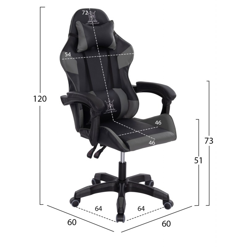 ΠΟΛΥΘΡΟΝΑ GAMING DARREN HM1203.10 ΜΑΥΡΟ-ΓΚΡΙ PVC & NYLON 60x60x120Υεκ.