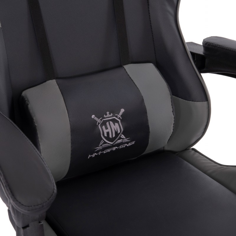 ΠΟΛΥΘΡΟΝΑ GAMING DARREN HM1203.10 ΜΑΥΡΟ-ΓΚΡΙ PVC & NYLON 60x60x120Υεκ.