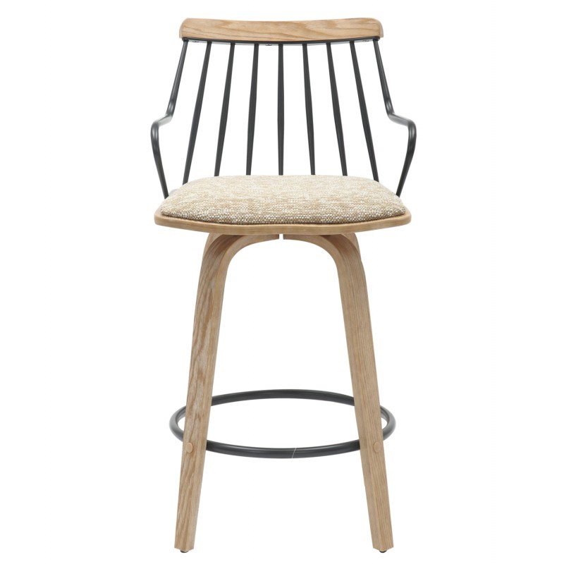 ΣΚΑΜΠΟ ΜΠΑΡ JUDI HM9985.01 WHITE WASH Κ.Π.-ΜΑΥΡΟ ΜΕΤΑΛΛΟ-ΜΠΕΖ ΥΦΑΣΜΑ 48x52x92Υεκ