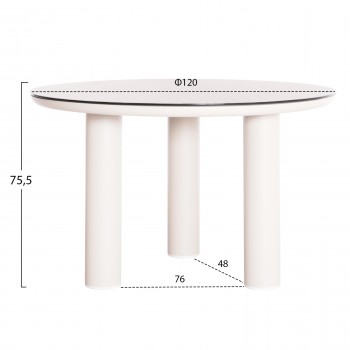 ΤΡΑΠΕΖΙ ΑΛΟΥΜΙΝΙΟΥ DOSUN HM6201.02 ΚΡΕΜ ΣΚΕΛΕΤΟΣ-3D PRINT ΓΥΑΛΙ-ΚΕΡΑΜΙΚΟ LOOK Φ120εκ