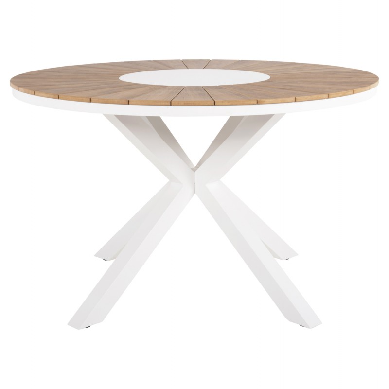 ΤΡΑΠΕΖΙ ΣΤΡΟΓΓΥΛΟ ΕΞ.ΧΩΡΟΥ MORIL HM6041.02 ΑΛΟΥΜΙΝΙΟ ΛΕΥΚΟ-POLYWOOD ΦΥΣΙΚΟ Φ120εκ.