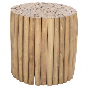 ΤΡΑΠΕΖΙ ΣΑΛΟΝΙΟΥ ΣΤΡΟΓΓΥΛΟ COOTER HM9865 ΚΛΑΔΙΑ TEAK-ΦΥΣΙΚΟ Φ39x40,5Υεκ.