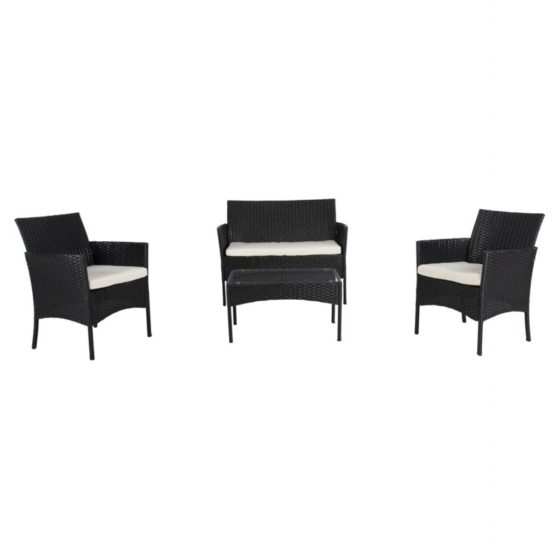 ΣΕΤ ΣΑΛΟΝΙ 4ΤΜΧ STASIA HM6089.04 ΣΥΝΘ.RATTAN ΜΑΥΡΟ-ΜΠΕΖ ΜΑΞΙΛΑΡΙΑ