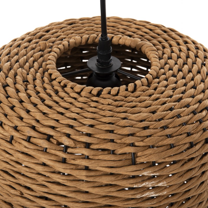 ΦΩΤΙΣΤΙΚΟ ΟΡΟΦΗΣ ΚΡΕΜΑΣΤΟ HM4340 PAPER ROPE ΜΠΕΖ-ΜΑΥΡΟ ΜΕΤΑΛΛΟ-Φ26x40-120Υεκ.