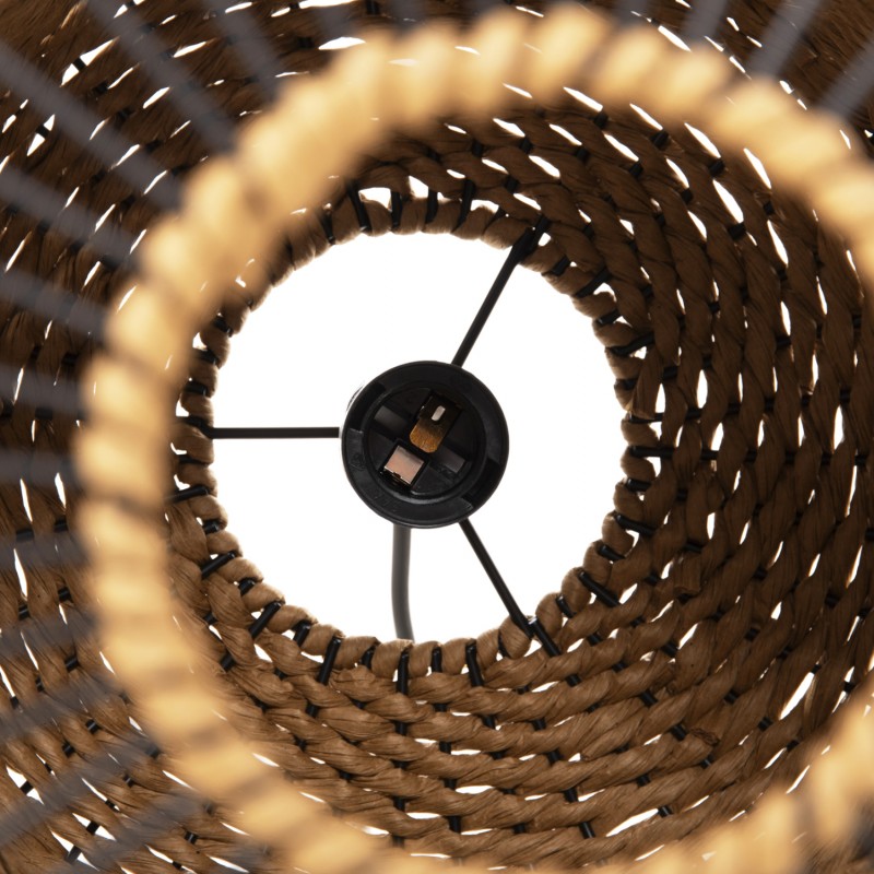 ΦΩΤΙΣΤΙΚΟ ΟΡΟΦΗΣ ΚΡΕΜΑΣΤΟ HM4340 PAPER ROPE ΜΠΕΖ-ΜΑΥΡΟ ΜΕΤΑΛΛΟ-Φ26x40-120Υεκ.