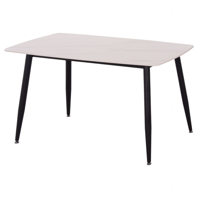 ΤΡΑΠΕΖΙ RAVEN HM9854.01 ΚΕΡΑΜΙΚΟ TOP ΜΑΤ ΛΕΥΚΟ ΜΑΡΜΑΡΟ-ΜΑΥΡΟ ΜΕΤΑΛΛΟ 120x70x73Υεκ.