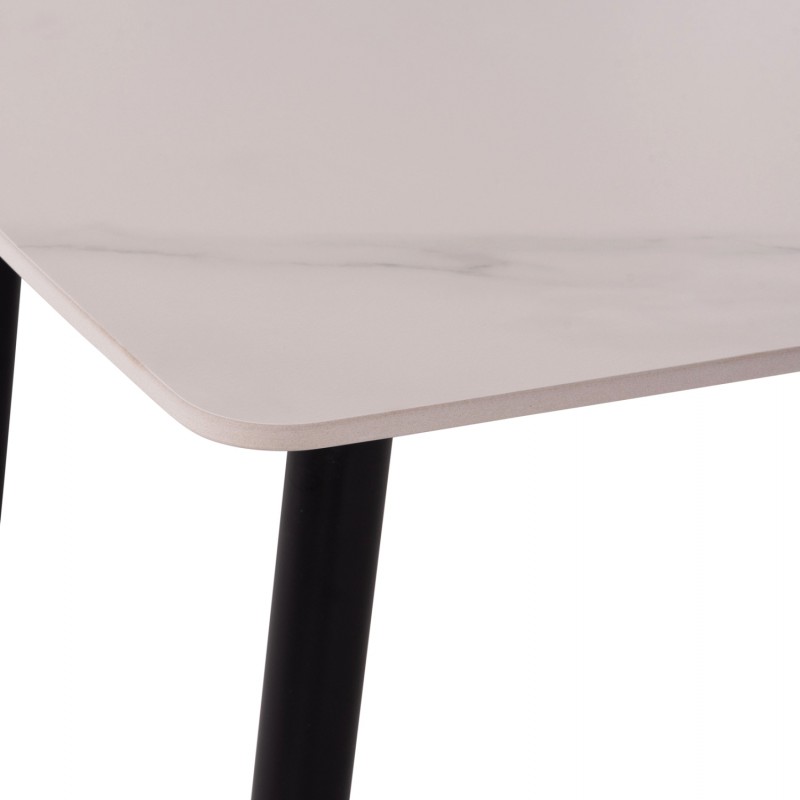 ΤΡΑΠΕΖΙ RAVEN HM9854.01 ΚΕΡΑΜΙΚΟ TOP ΜΑΤ ΛΕΥΚΟ ΜΑΡΜΑΡΟ-ΜΑΥΡΟ ΜΕΤΑΛΛΟ 120x70x73Υεκ.